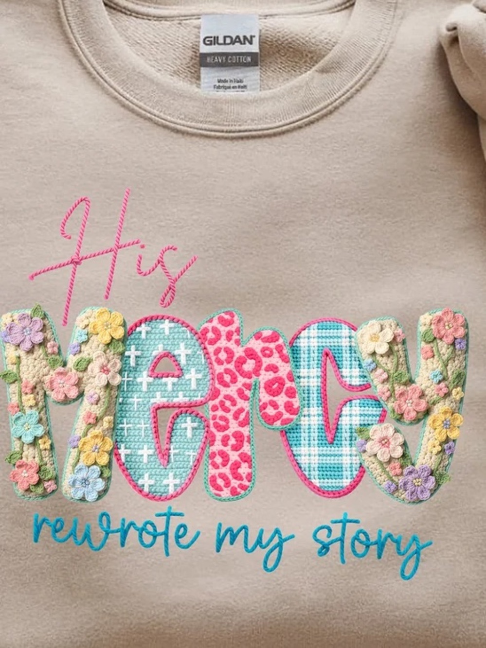 "His Mercy Rewrote My Story" Beige Shirt -custom
